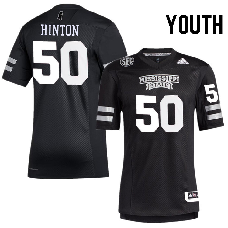 Youth #50 TB Hinton Mississippi State Bulldogs College Football Jerseys Stitched-Black